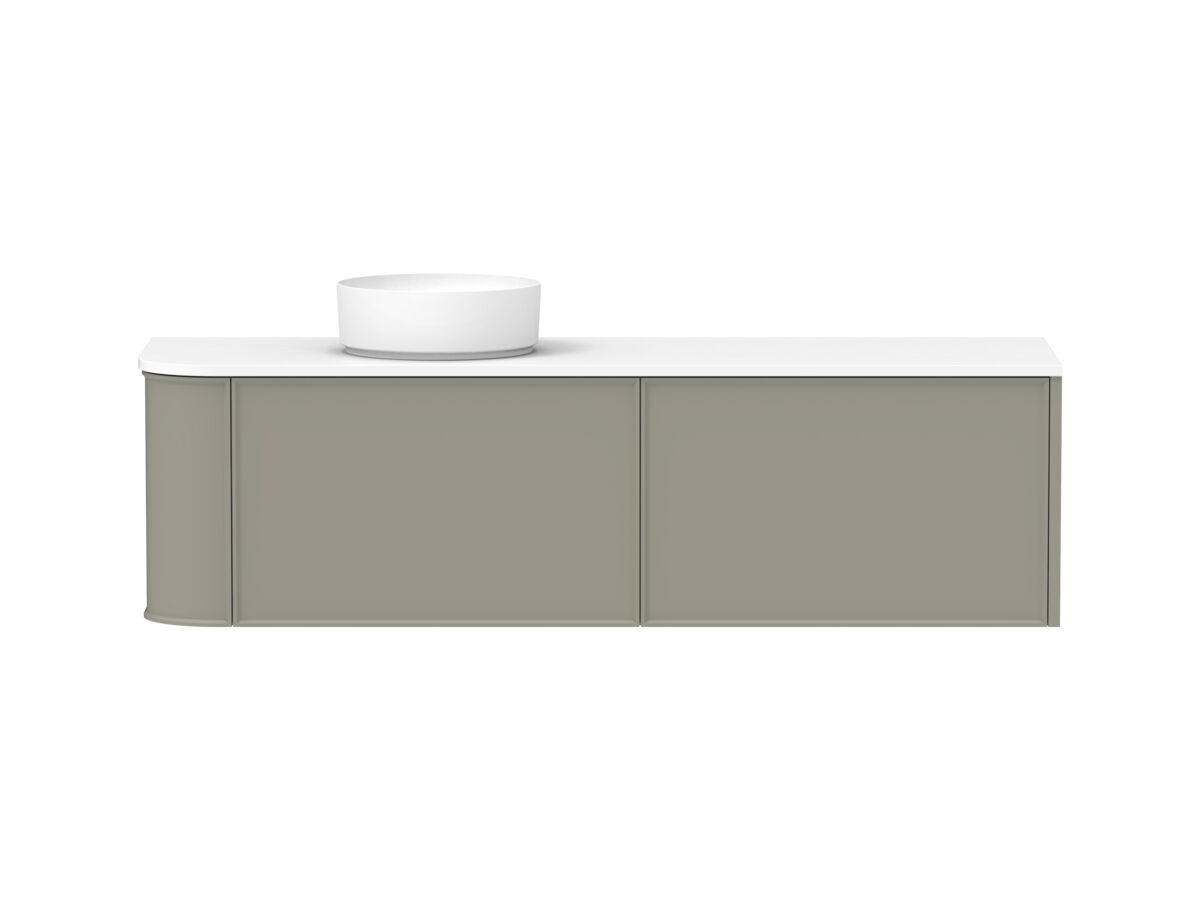 Hero - Kado Era Single Curve All Drawer 1650mm Wall Hung Vanity with Left Hand Basin 20mm Top Wolfram Green