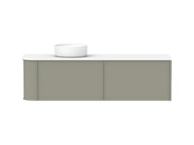 Hero - Kado Era Single Curve All Drawer 1650mm Wall Hung Vanity with Left Hand Basin 20mm Top Wolfram Green