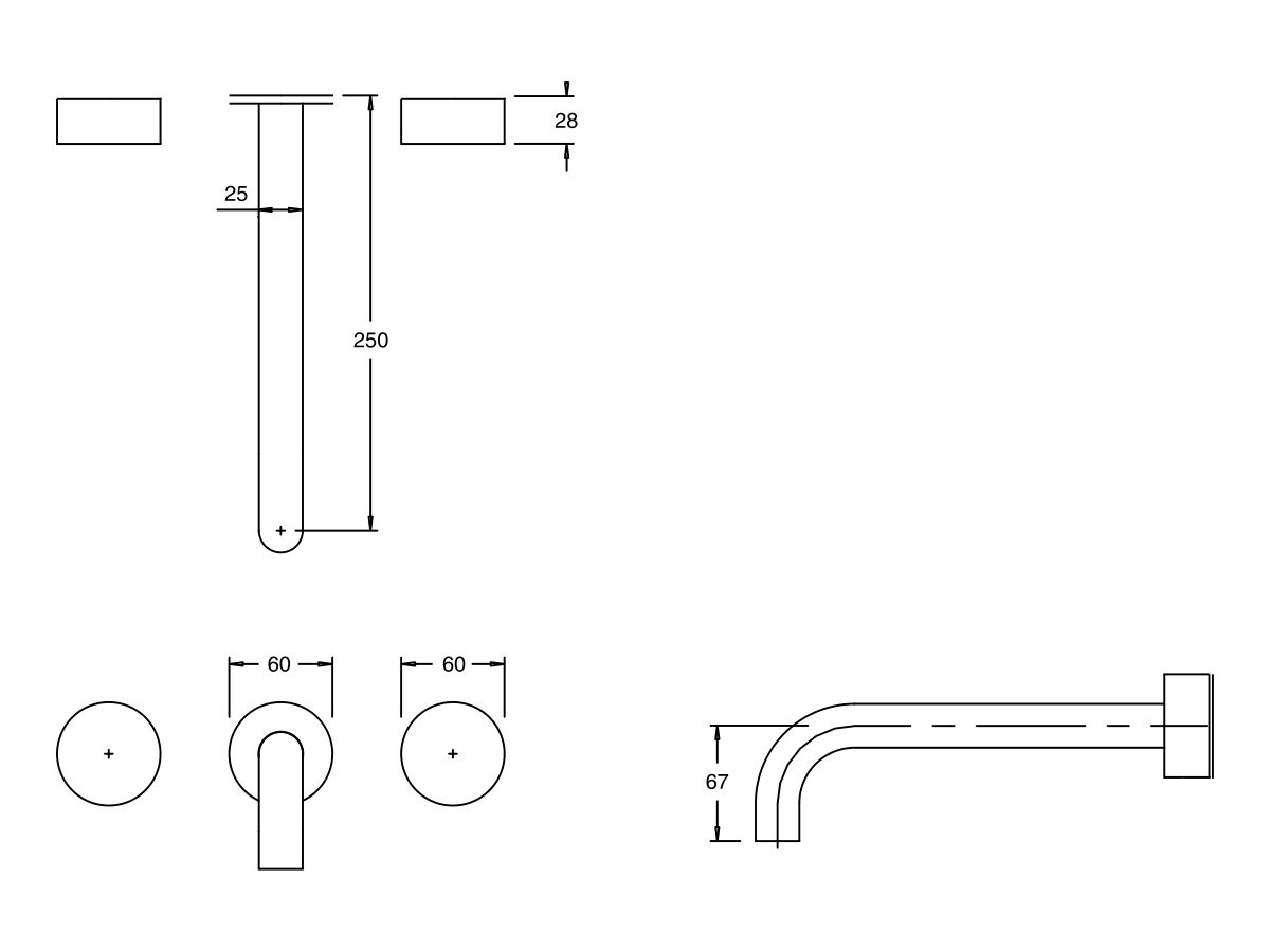 Sussex Pure Bath Set 250mm