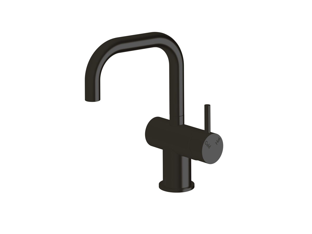 Sussex Scala Basin / Sink Mixer Tap Small Square Spout Right Hand LUX PVD Matte Opium Black (4 Star)