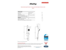 Specification Sheet - Mizu Bloc MK2 Single Waterrail Shower 1 Function Chrome (3 Star)