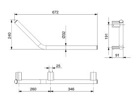 Mizu Drift Assisted Living Angled Rail Right 670mm