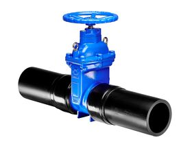 Dimax Resilient Seated Gate Valve with Handwheel PN16 180mm SDR11 HDPE PE Tail 150mm Anti-Clockwise Close