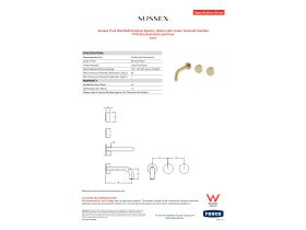 Specification Sheet - Sussex Pure Wall Bath Hostess System 160mm with Linear Textured Handles PVD Brushed Gold Lead Free