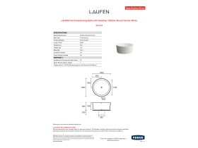 Specification Sheet - LAUFEN Val Freestanding Bath with Overflow 1300mm Round Sentec White