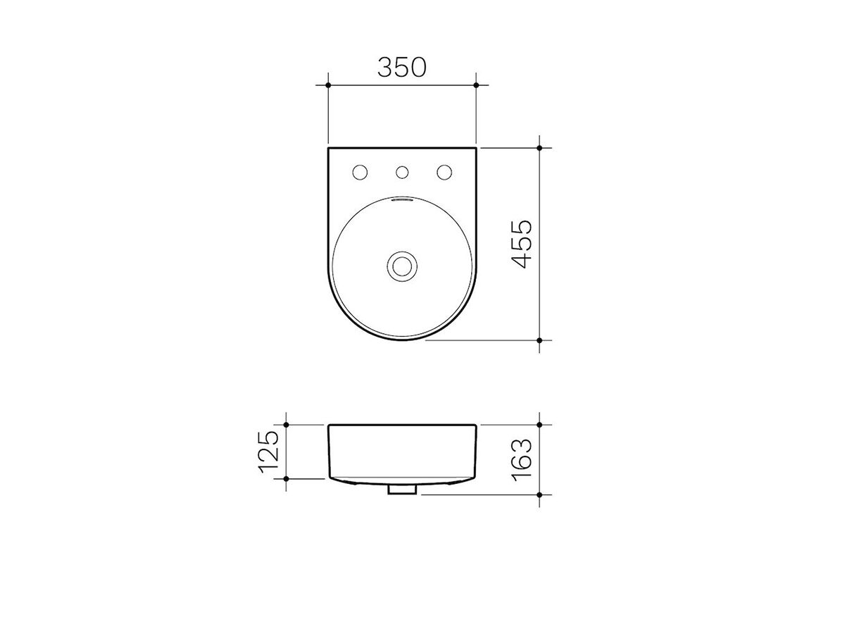 Clark Round Wall Basin with Overflow 1 Taphole 350mm White from Reece