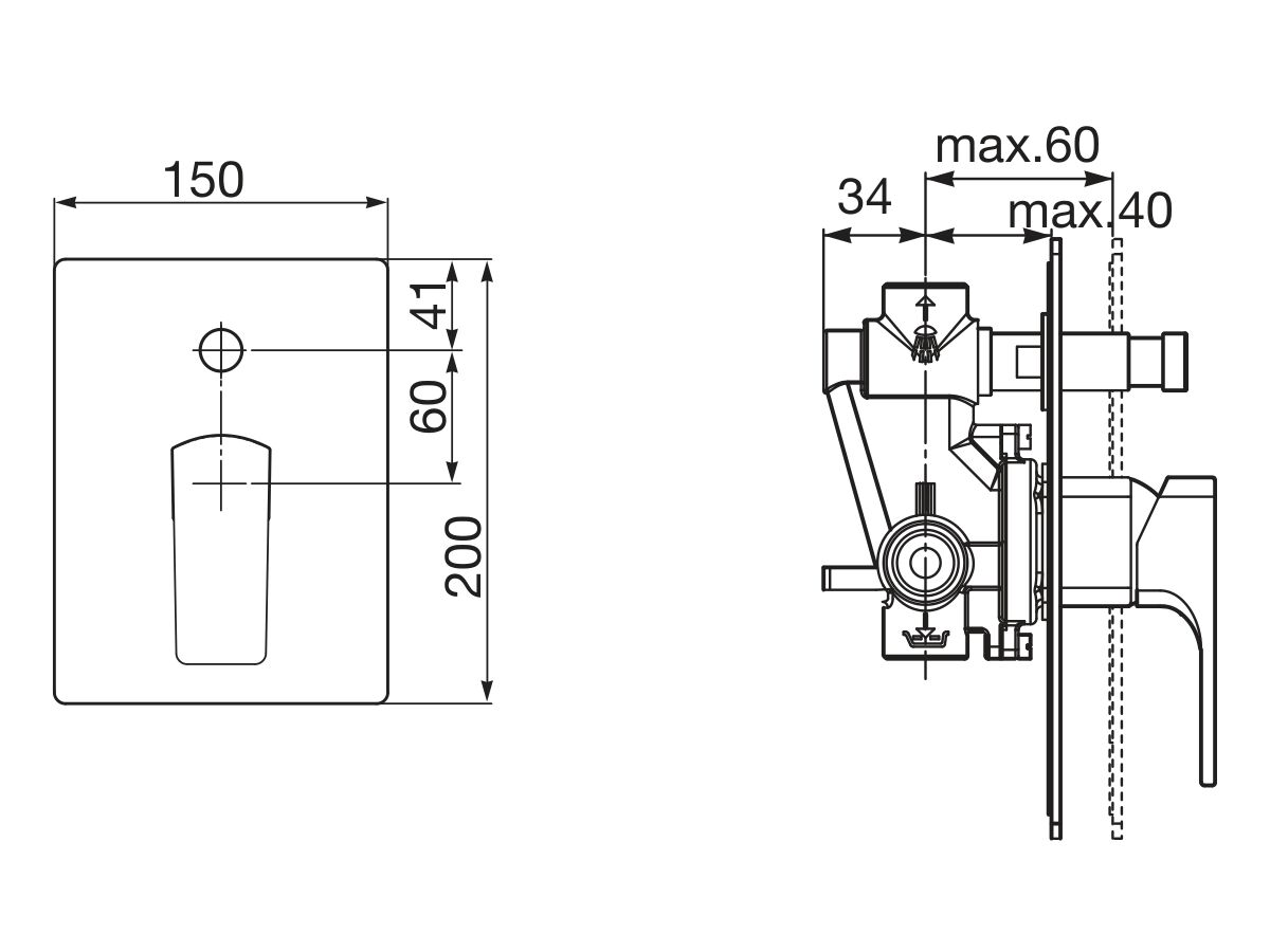 Roca Escuadra Shower Mixer with Diverter Chrome