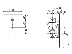 Roca Escuadra Shower Mixer with Diverter Chrome