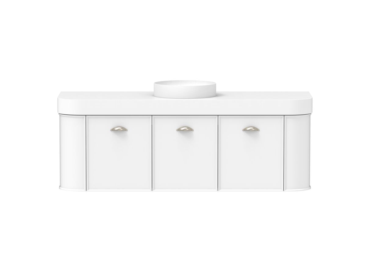 Supporting Image - Kado Era Double Curve All Door 1500mm Wall Hung Vanity Centre Basin 90mm Durasein Top Matte White