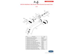 Component Listing - Milli Etch Wall Basin / Bath Tap Set 200mm Brushed Gunmetal (6 Star)