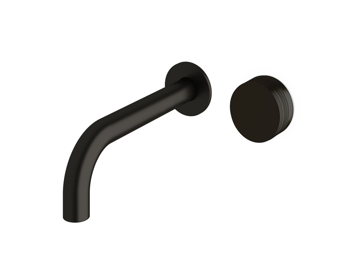 Sussex Pure Progressive Wall Basin Mixer Tap System 200mm with Cirque Textured Handle PVD Matte Black (3 Star)