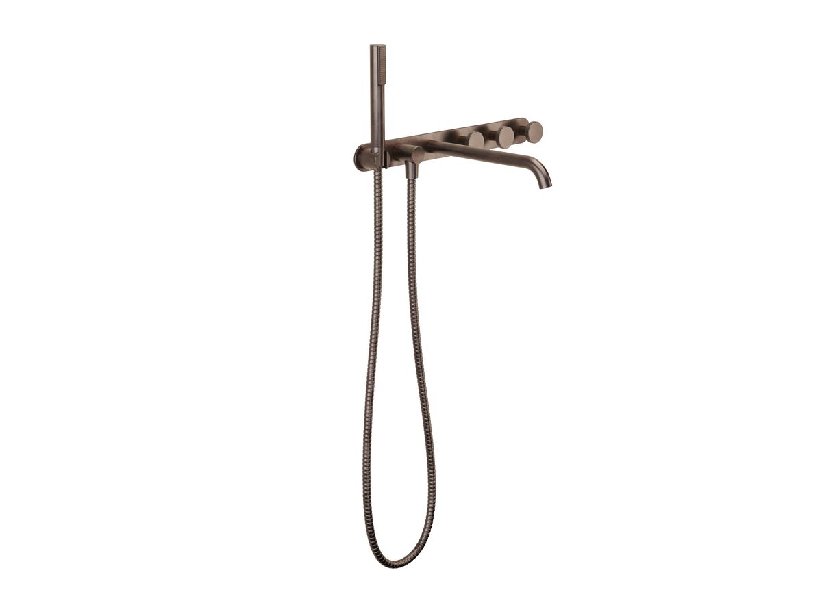 Supporting Image - Faucet Strommen Vara Disc Wall Bath Tap Set with Handshower Trimset Armada Bronze (3 Star) Lead Free