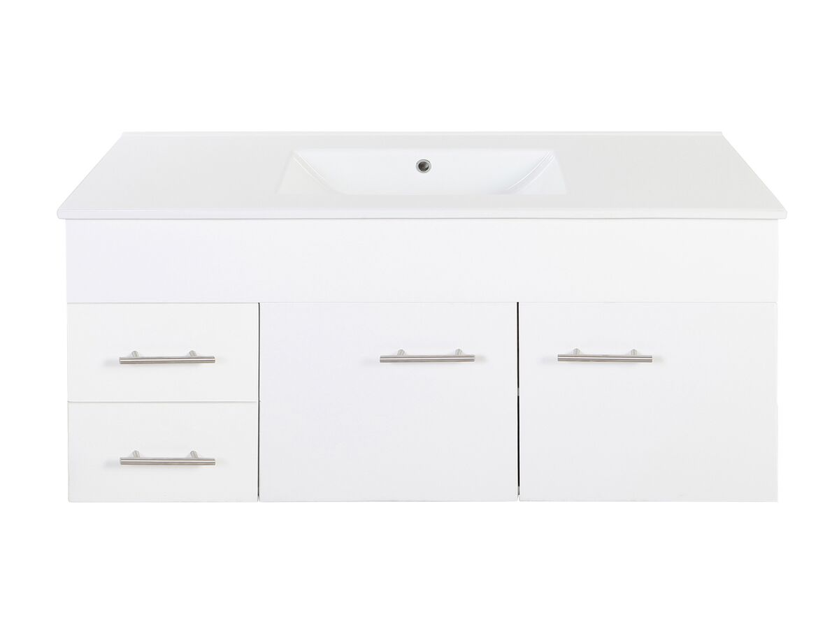 Posh Bristol MK2 1200mm Wall Hung Vanity Unit Centre Bowl 3 Tapholes Left Hand Drawers