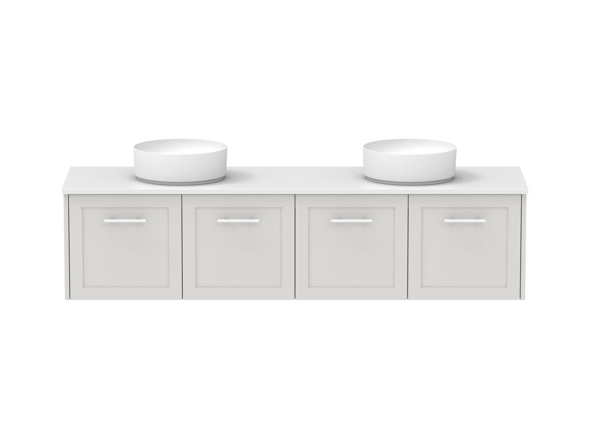 Hero - Kado Lux All Door 1800mm Wall Hung Vanity Double Basin 20mm - Feather Grey - Front