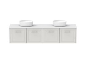 Hero - Kado Lux All Door 1800mm Wall Hung Vanity Double Basin 20mm - Feather Grey - Front