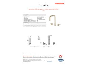 Specification Sheet - Sussex Scala Hob Spa Set Square PVD Brushed Platinum Gold Lead Free