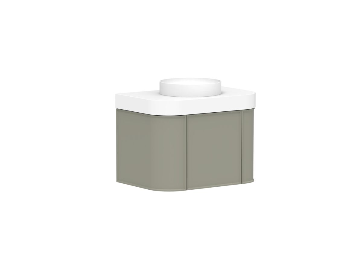 Supporting Image - Kado Era Double Curve All Drawer 750mm Wall Hung Vanity Centre Basin 90mm Durasein Top Wolfram Green