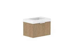Hero - Kado Lux Slim All Drawer 750mm Wall Hung Vanity with Centre Basin 90mm Top Boston Oak