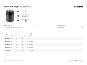 Specification Sheet - Geberit Adaptor - Male