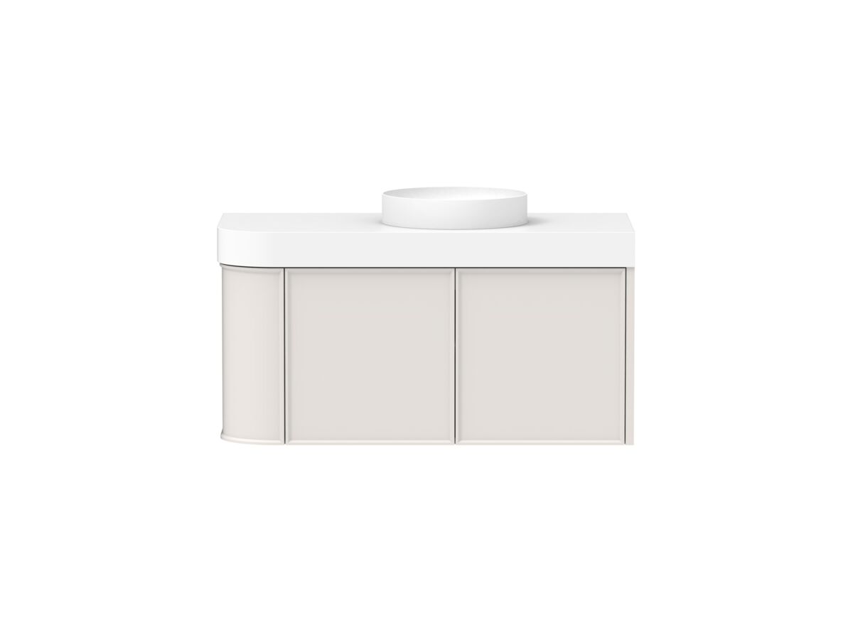 Hero - Kado Era Single Curve All Door 1050mm Wall Hung Vanity Centre Basin 90mm Durasein Top Feather Grey
