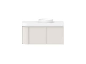Hero - Kado Era Single Curve All Door 1050mm Wall Hung Vanity Centre Basin 90mm Durasein Top Feather Grey