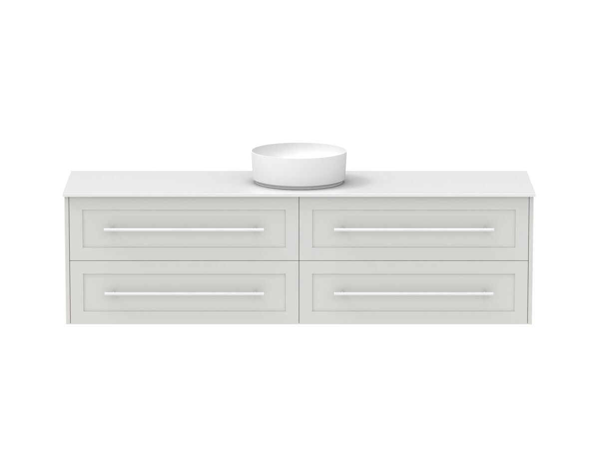 Hero - Kado Lux 1800mm All Drawer Wall Hung Vanity Unit 4 Drawers Centre Bowl Vanity 12mm Durasein Top