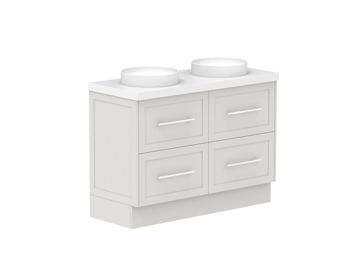 Supporting Image - Kado Lux 1200mm All Drawer Floor Mounted Vanity Unit 4 Drawers Double Vanity 50mm Top