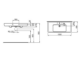 LAUFEN Pro A Wall Basin 3 Tapholes 1050 x 480mm White