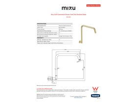 Specification Sheet - Mizu Drift Gooseneck Shower Arm Only Brushed Brass