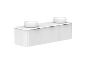 Supporting Image 2- Kado Neue Fluted Single Curve All Drawer 1650mm Wall Hung Vanity with Double Basin 20mm Top Ultra White