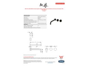 Specification Sheet - Milli Pure Wall Bath Hostess System 250mm Right Hand with Diamond Textured Handles PVD Matte Black