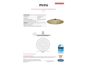 Specification Sheet - Mizu Drift Overhead Shower Brass 200mm Brushed Brass (3 Star)