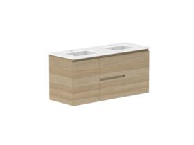 Supporting Image - Posh Domaine 1200mm Wall Hung Vanity Unit Conventional Double Bowl Matte White Ceramic Top
