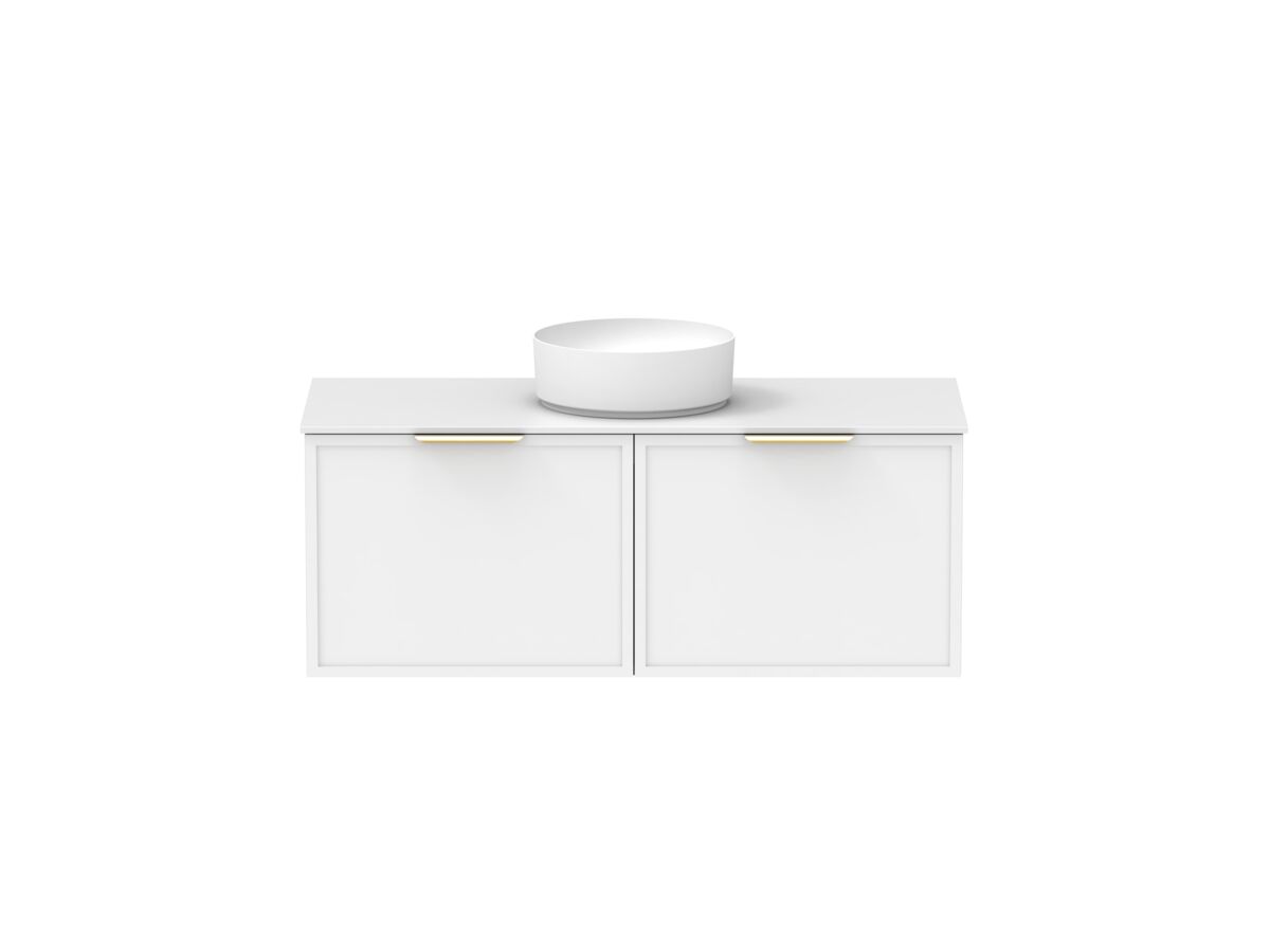 Supporting Image - Kado Lux Slim All Drawer 1200mm Wall Hung Vanity with Centre Basin Durasein 12mm Top Matte White
