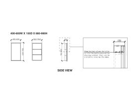 ISSY Z8 Recessed Shaving Cabinet Custom 400-600mm (Wide) x 150mm (Deep) x 680mm-980mm (Height)