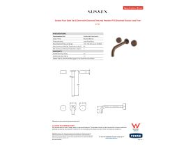 Specification Sheet - Sussex Pure Bath Set 250mm with Diamond Textured Handles PVD Brushed Bronze Lead Free