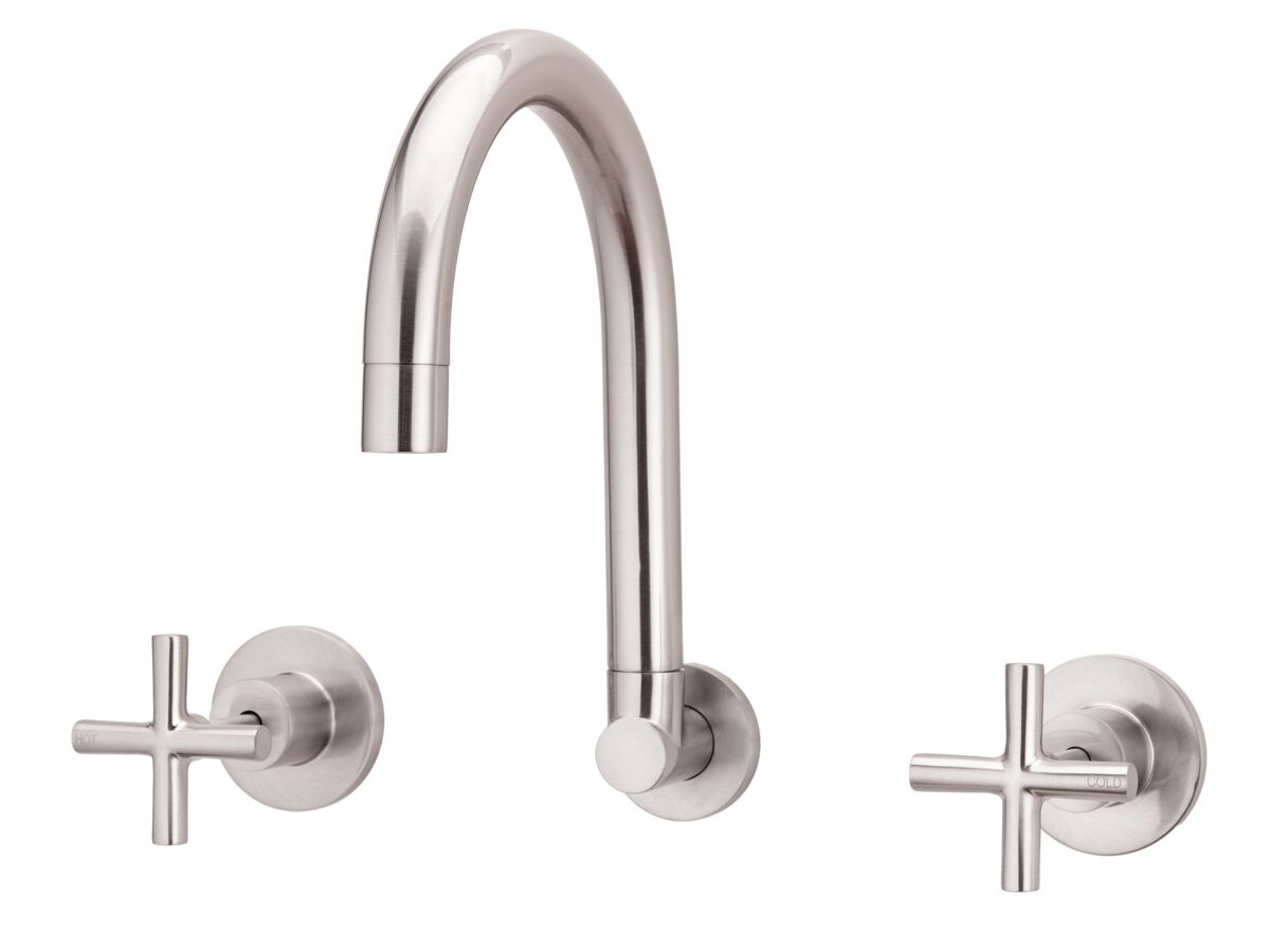 Hero - Posh Solus Wall Sink Set with 3/4 Ceramic Disc Brushed Nickel (4 Star) Lead Free