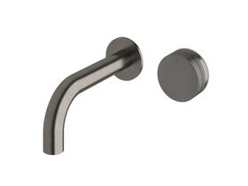 Sussex Pure Progressive Wall Basin Mixer Tap System 160mm with Cirque Textured Handle PVD Brushed Gunmetal (3 Star)