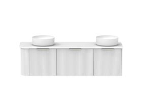 Supporting Image - Kado Neue Fluted Single Curve All Drawer 1650mm Wall Hung Vanity with Double Basin 20mm Top Ultra White