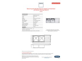 Specification Sheet - Memo Hugo Double Bowl Sink No Taphole Left Hand Bowl with Drainer Stainless Steel V2