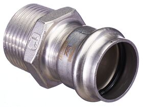 >B< Press Stainless Steel Male Straight Connector 28mm x 1"