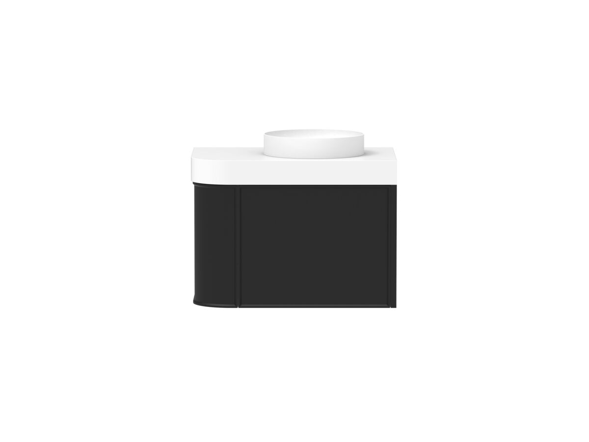 Hero - Kado Era Single Curve All Drawer 750mm Wall Hung Vanity Centre Basin 90mm Durasein Top Matte Black