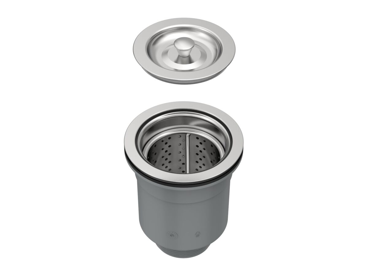 Hero - Wolfen Bucket Trap Sink Waste with 3mm Holes 90mm x 50mm Stainless Steel