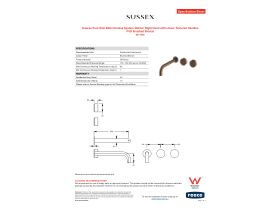 Specification Sheet - Sussex Pure Wall Bath Hostess System 250mm Right Hand with Linear Textured Handles PVD Brushed Bronze