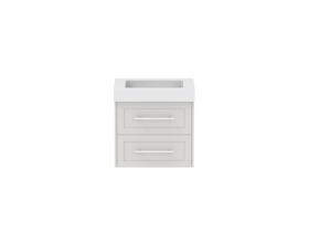 Hero - Kado Lux All Drawer 600mm Wall Hung Vanity Centre Basin 90mm - Feather Grey - Front