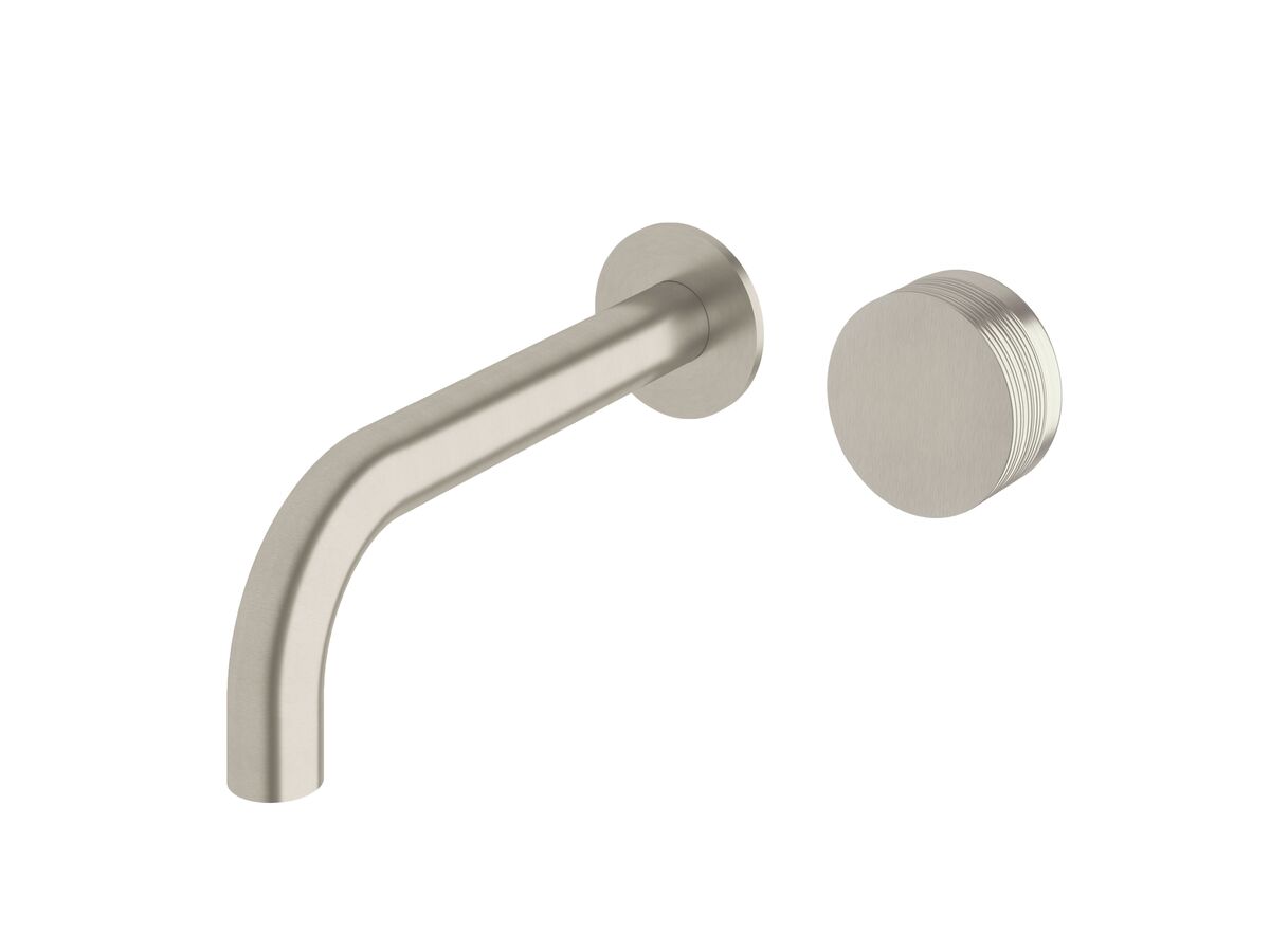 Sussex Pure Progressive Wall Basin Mixer Tap System 200mm with Cirque Textured Handle PVD Brushed Nickel (3 Star)