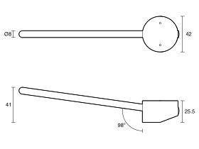 Technical Drawing - Posh Bristol Pin Extended Lever Only 180mm
