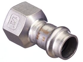 >B< Press Stainless Steel Female Straight Connector 15mm x 1/2"