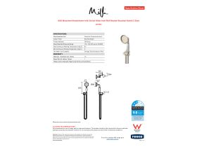 Specification Sheet - Milli Monument Handshower with Swivel Water Inlet Wall Bracket Brushed Nickel (3 Star)