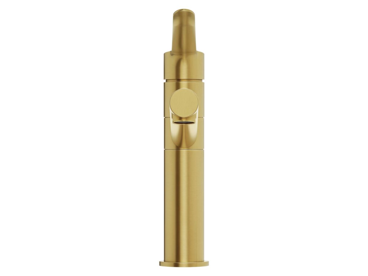 Supporting Image 2 - Mizu Soothe MK2 Sink Mixer Extended Lever with Red & Blue Indicators Brushed Brass (5 Star) Lead Free - Front